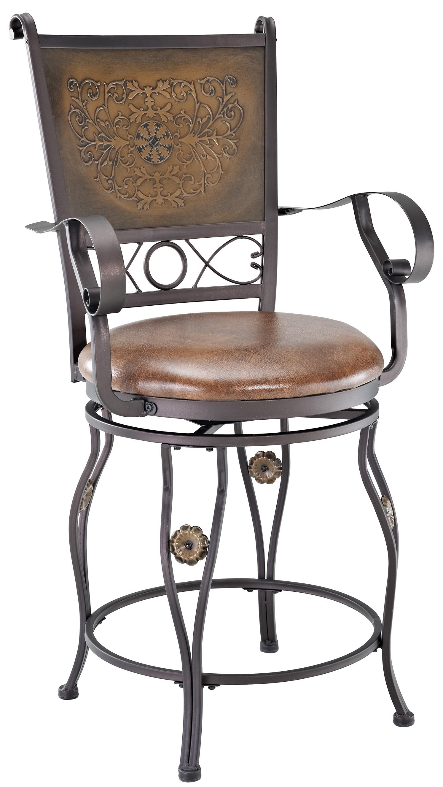 Powell Big and Tall 222 430 Copper Stamped Back Counter Stool with